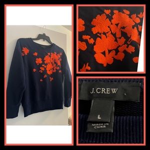 J. Crew Blue & Orange Floral Sweatshirt Size Large